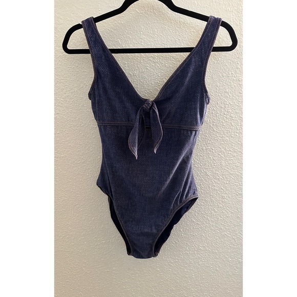 KARLA COLLETTO Denim V-Neck Underwire One-Piece Swimsuit - Picture 2 of 16